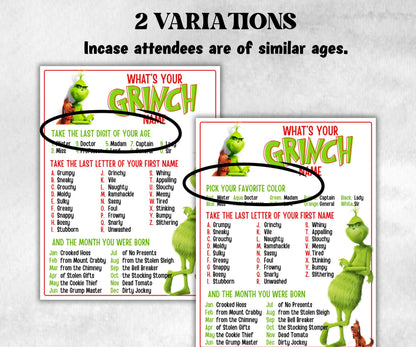 What's Your Grinch name, Grinch name tag, Grinch name board sign, name generator, Christmas Kids activities, Holiday party game, Grinchmas-Christmas -TheHustlingCatLady-Stickers, Labels & Tags
