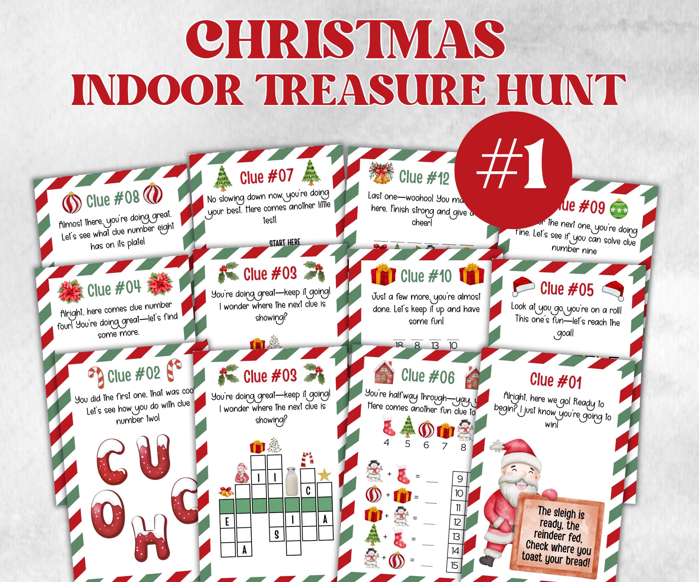 Kids Christmas Indoor Treasure Hunt, Treasure Scavenger Clues, Xmas Printable Activity, Christian Holiday Game, Holiday Kids Game fun ideas-Christmas -TheHustlingCatLady-Party Games