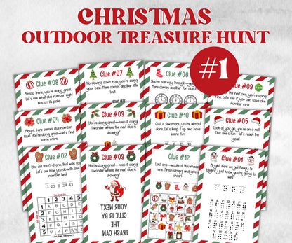 Outdoor Treasure Scavenger Clues, Kids Christmas Treasure Hunt, Xmas Printable Activity, Christian Holiday Game, Holiday Kids Game fun ideas-Christmas -TheHustlingCatLady-Party Games