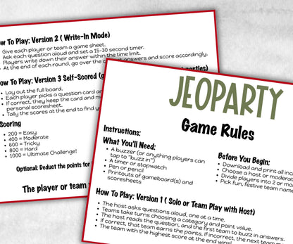 Christmas Jeopardy Activity, Printable Holiday Trivia, Coworkers Employee, Activities for Kid, Group Game, Office Party Quiz, Family Reunion-Christmas -TheHustlingCatLady-Party Games