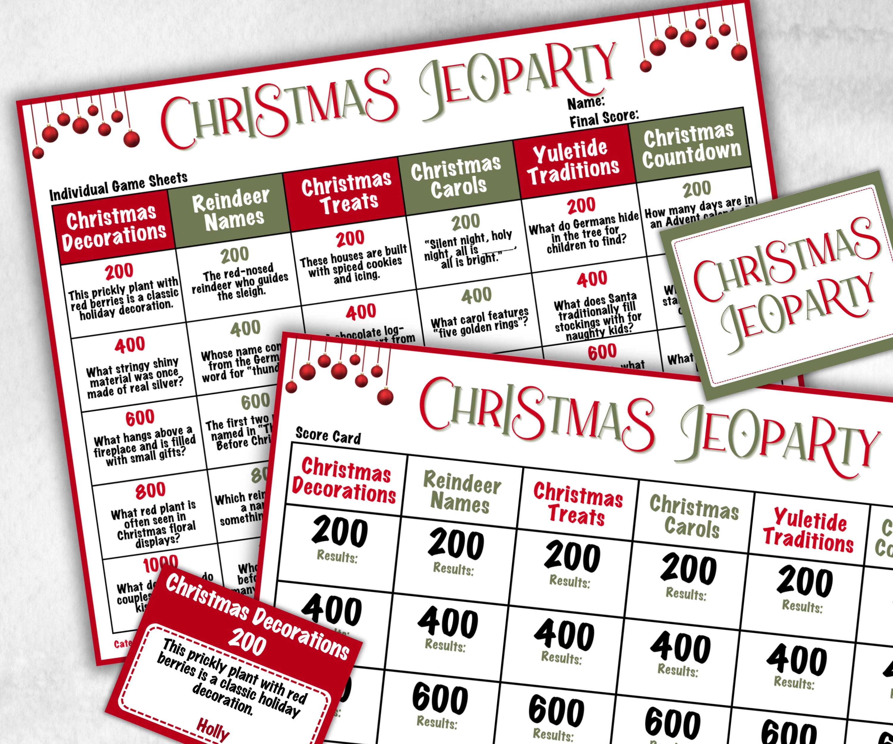 Christmas Jeopardy Activity, Printable Holiday Trivia, Coworkers Employee, Activities for Kid, Group Game, Office Party Quiz, Family Reunion-Christmas -TheHustlingCatLady-Party Games