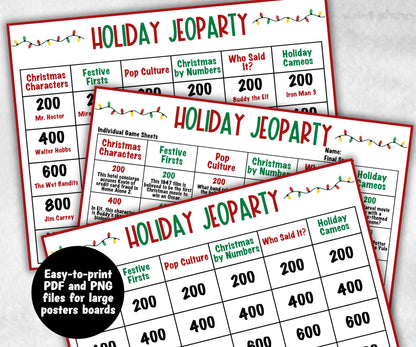 Holiday Jeopardy Quiz, Printable Holiday Trivia, Family Reunion Fun, Family Game Night, Coworkers Christmas, Holiday Activities for Kids-Christmas -TheHustlingCatLady-Party Games