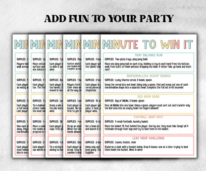 Minute To Win It, Family Game Night, One Minute Game, 60 Seconds game, Kids Adults Party, Family Reunion, Summer Party Games,Team Building- -TheHustlingCatLady-Party Games