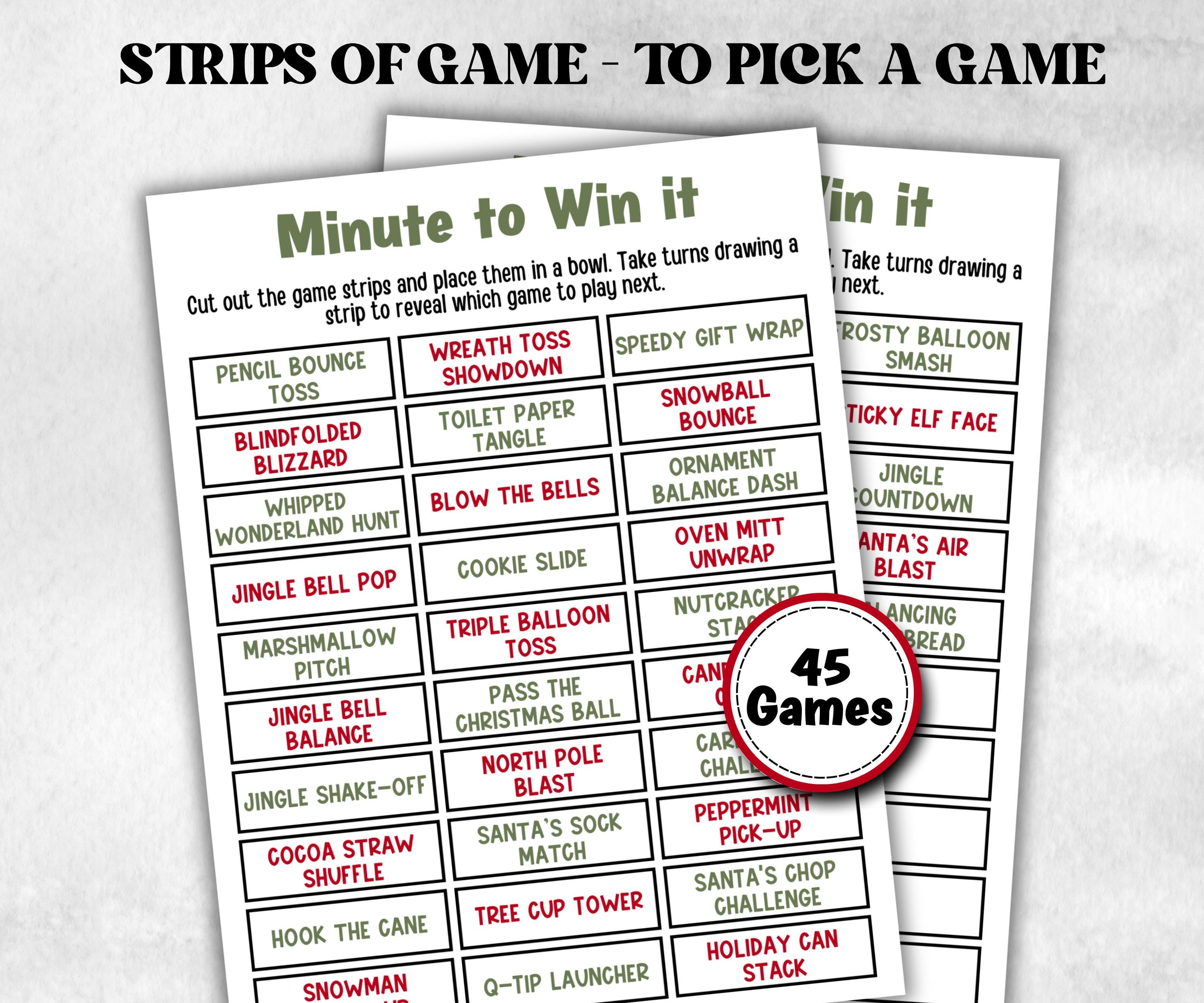 Christmas Minute to Win It Activity, Printable Holiday Competition, XMas Holiday Party, Office Party, Kid teen adult Xmas, Group Christmas-Christmas -TheHustlingCatLady-Party Games