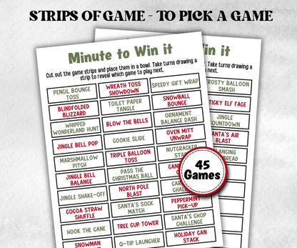 Christmas Minute to Win It Activity, Printable Holiday Competition, XMas Holiday Party, Office Party, Kid teen adult Xmas, Group Christmas-Christmas -TheHustlingCatLady-Party Games