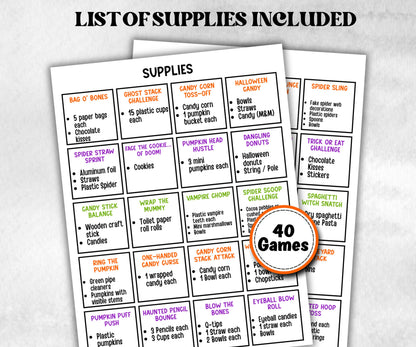 Halloween Minute to Win It Activity, Printable Trick or treat Competition, Spooky office Party, Kid teen adult ,Spooktacular party ideas-Halloween Printables -TheHustlingCatLady-Party Games