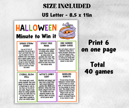 Halloween Minute to Win It Activity, Printable Trick or treat Competition, Spooky office Party, Kid teen adult ,Spooktacular party ideas-Halloween Printables -TheHustlingCatLady-Party Games