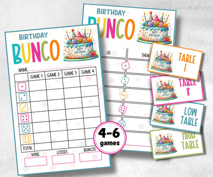 Happy Birthday Bunco, Birthday Party ideas, Printable Party Favors, Score Sheet, Ghost player, Tally Sheets, Birthday Gift, Family reunion- -TheHustlingCatLady-Party Games