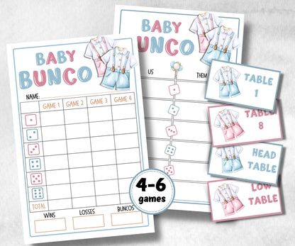 Pink and Blue Baby shower Bunco, Baby shower Party ideas, Printable Party Favors, Score Sheet, Ghost player, Tally Sheets, baby Shower Gift- -TheHustlingCatLady-Party Games