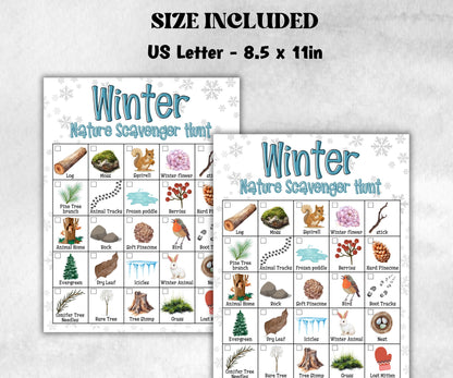 Winter Nature Scavenger Outdoor Activity, Printable Outdoor activity, Scavenger Hunt, Winter Treasure Hunt, Winter Nature Walk Nature Study-Christmas -TheHustlingCatLady-Party Games