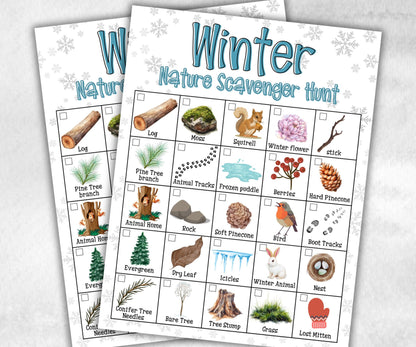 Winter Nature Scavenger Outdoor Activity, Printable Outdoor activity, Scavenger Hunt, Winter Treasure Hunt, Winter Nature Walk Nature Study-Christmas -TheHustlingCatLady-Party Games