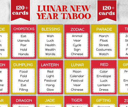 Chinese Nye Forbidden Words Game, CNY NYE family Party, Team Taboo Cards, Lunar New Year Party Fun, Word Guessing Game, Spring Festival Game-Holidays -TheHustlingCatLady-Party Games