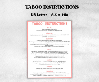 Kids taboo game, vacation forbidden words, pool party, juniors summer game, family games, teen taboo, family reunion, indoor family game-Mother&#39;s/Father&#39;sDay -TheHustlingCatLady-Party Games
