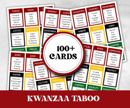 Kwanzaa Taboo Forbidden Game, African American Kids Adults Party, African xmas, religious tradition, Word Card Family Game Night, Kinara-Holidays -TheHustlingCatLady-Party Games