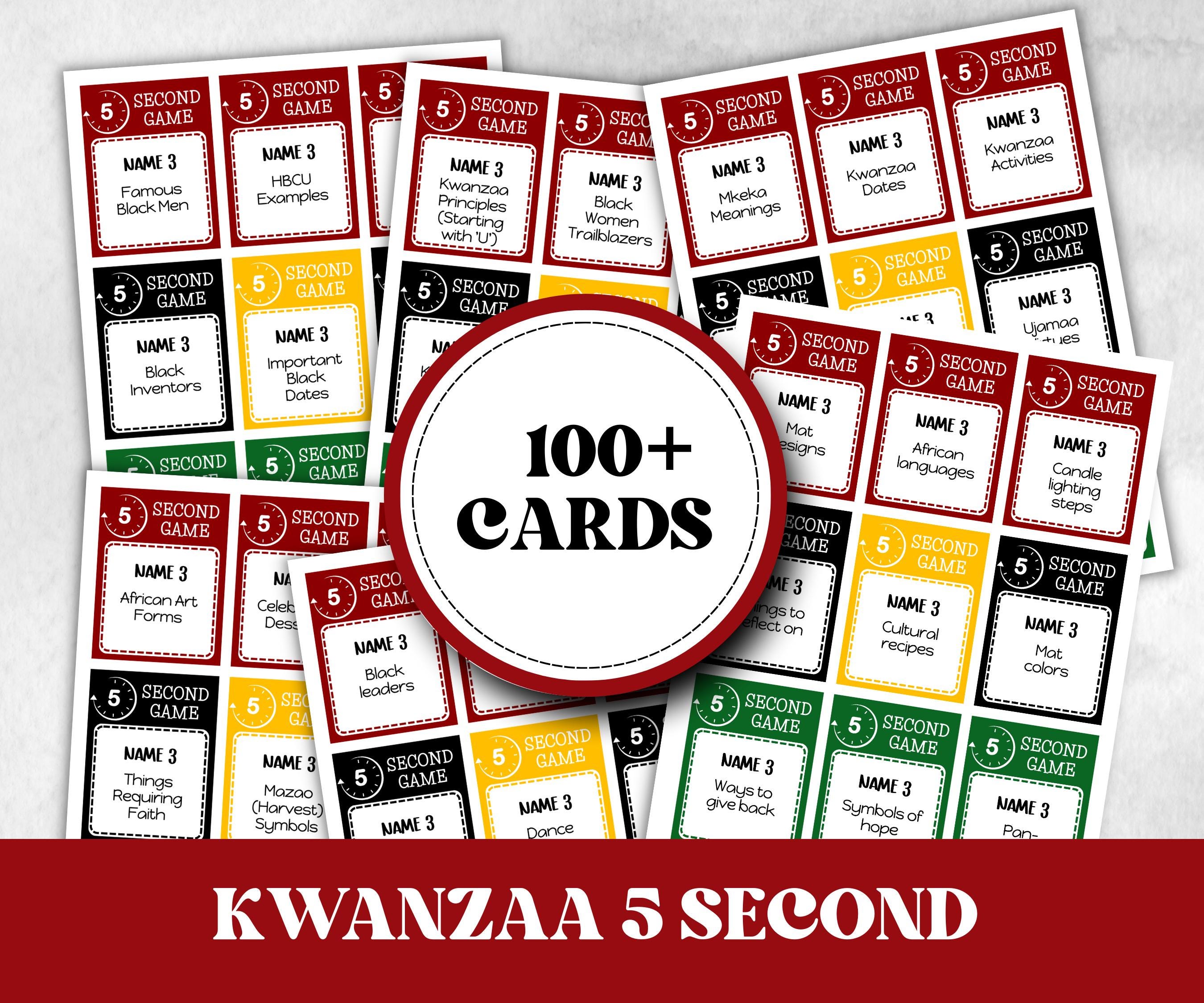Kwanzaa 5 second Rule Game, African Kids Adults Party, Group religious traditiongame, Word Card Family Game Night, Kinara African Culture-Holidays -TheHustlingCatLady-Party Games