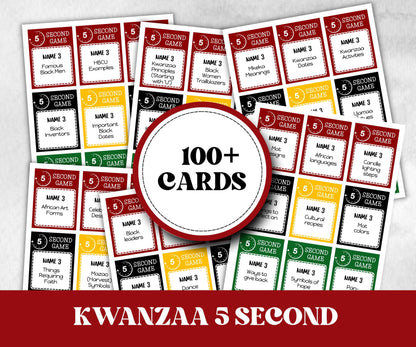 Kwanzaa 5 second Rule Game, African Kids Adults Party, Group religious traditiongame, Word Card Family Game Night, Kinara African Culture-Holidays -TheHustlingCatLady-Party Games