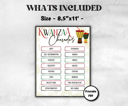 Kwanzaa charades Game, African Kids Adults Party, Group religious tradition game, Act or Draw Family Game Night, Kinara African Culture-Holidays -TheHustlingCatLady-Party Games