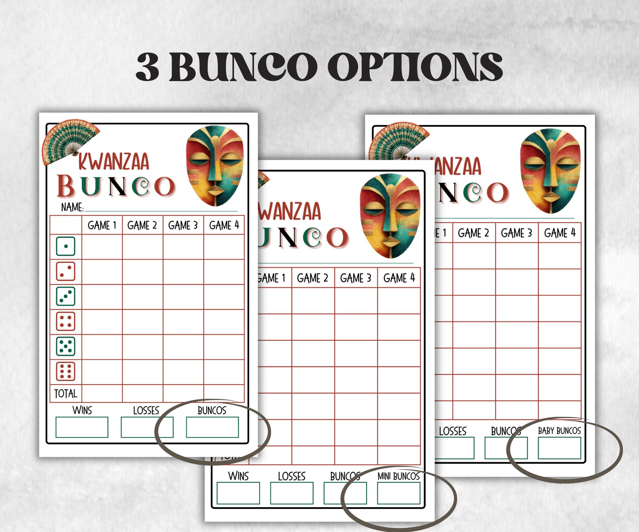 Kwanzaa Bunco Game, African Kids Adults Party, Group religious tradition game, Bunco Score Sheet, Tally cards, ghost player, Kinara Culture-Holidays -TheHustlingCatLady-Party Games