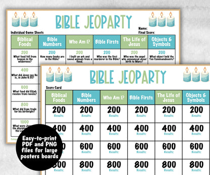 Group Bible Retreat game, Christian Bible Study game, Bible Jeoparty Sunday School, Youth Group, Womens Ministry, Printable kids adults game-Christmas -TheHustlingCatLady-Party Games