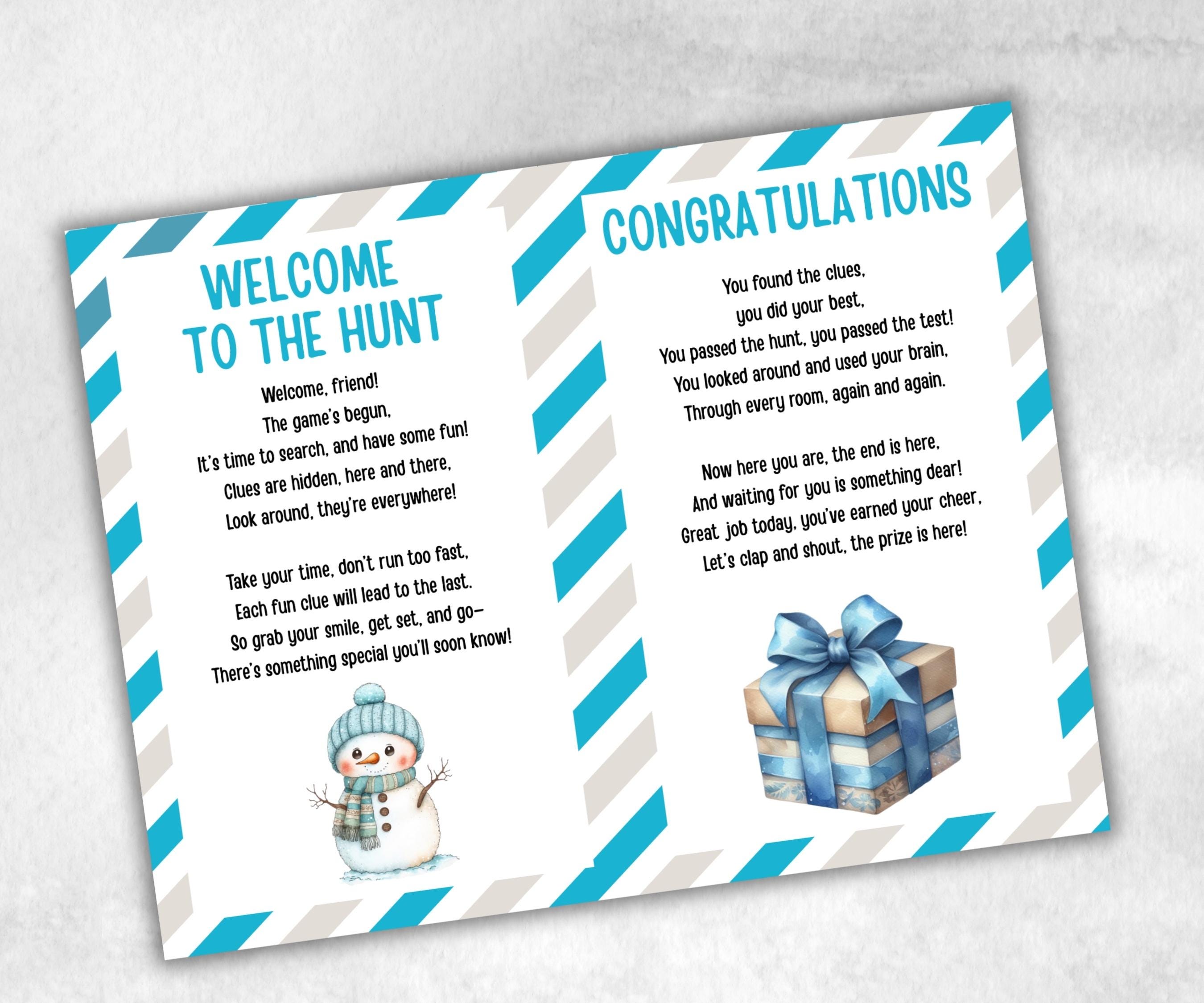 Winter Indoor Treasure Hunt, Wintertime Printables game, Holiday Party scavenger activity, For Kids teens, Icebreaker hunt, Teen Winter clue-Christmas -TheHustlingCatLady-Party Games