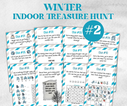 Wintertime Indoor Treasure Hunt, Winter Printable game, Holiday Party scavenger activity, For Kids teens, Icebreaker hunt, Teen Winter clue-Christmas -TheHustlingCatLady-Party Games