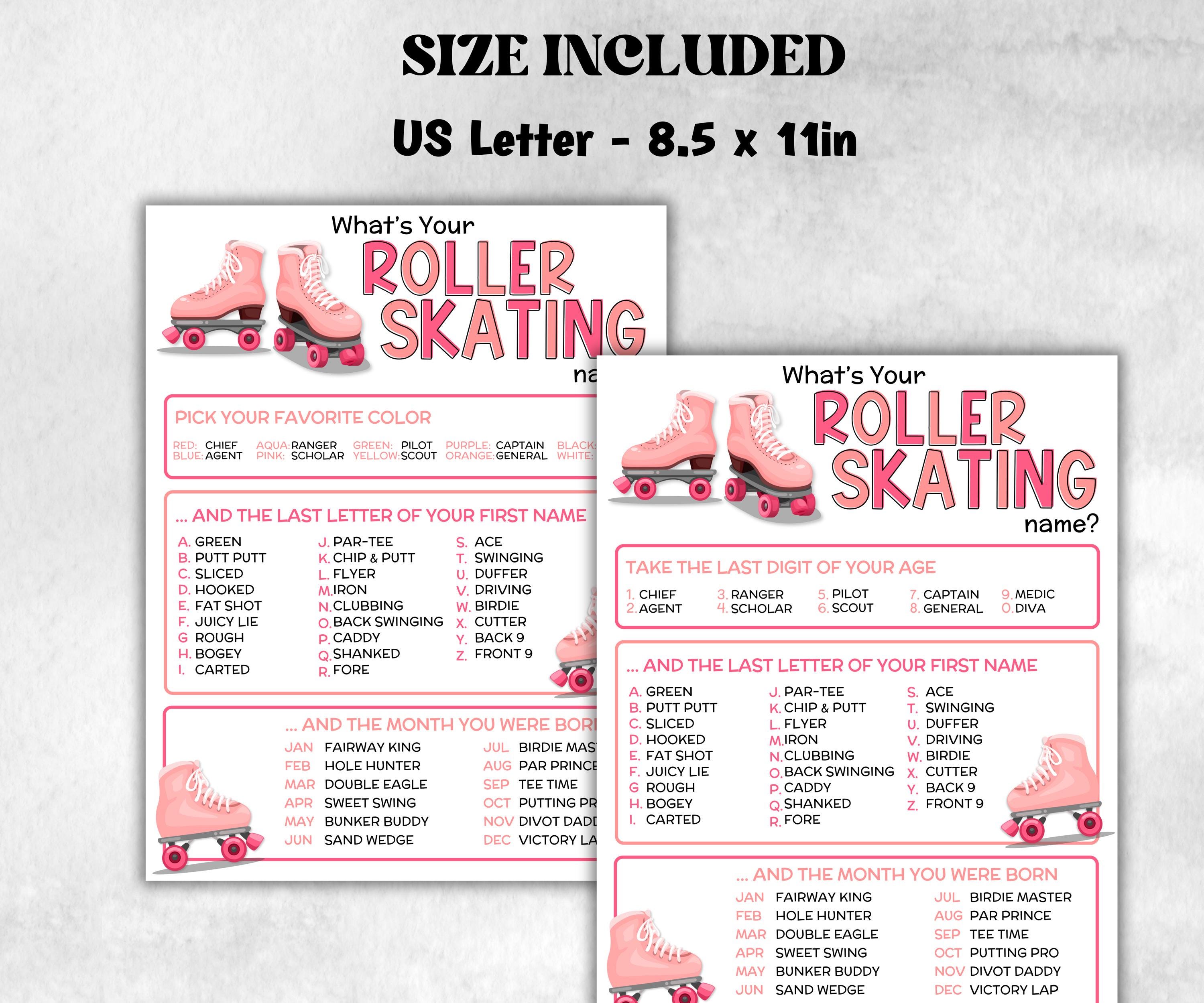 What is your roller skating name printable game, office party, daycare name, Name board sign, party decoration, Name tag, birthday nicknames-Holidays -TheHustlingCatLady-Party Games