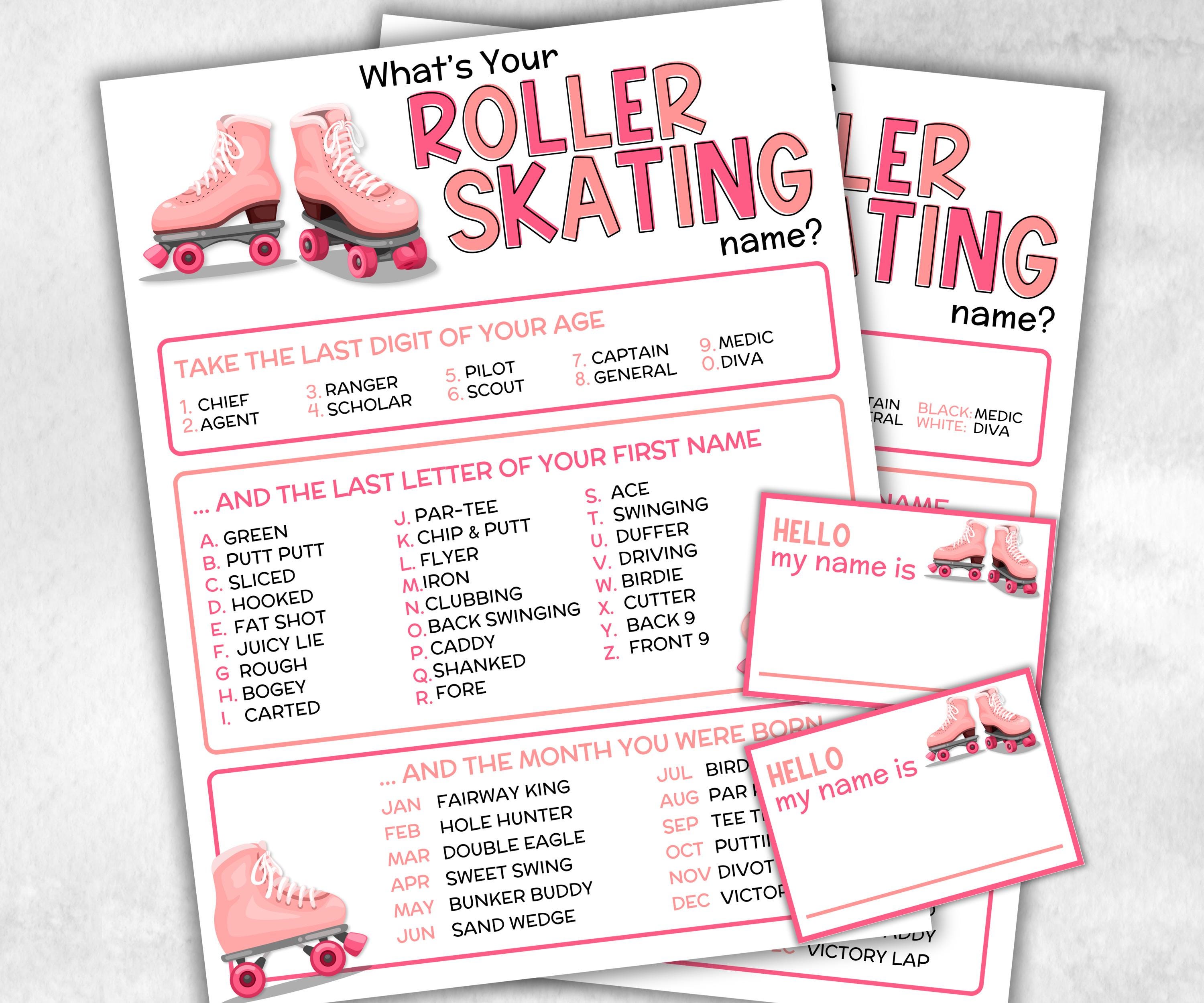 What is your roller skating name printable game, office party, daycare name, Name board sign, party decoration, Name tag, birthday nicknames-Holidays -TheHustlingCatLady-Party Games