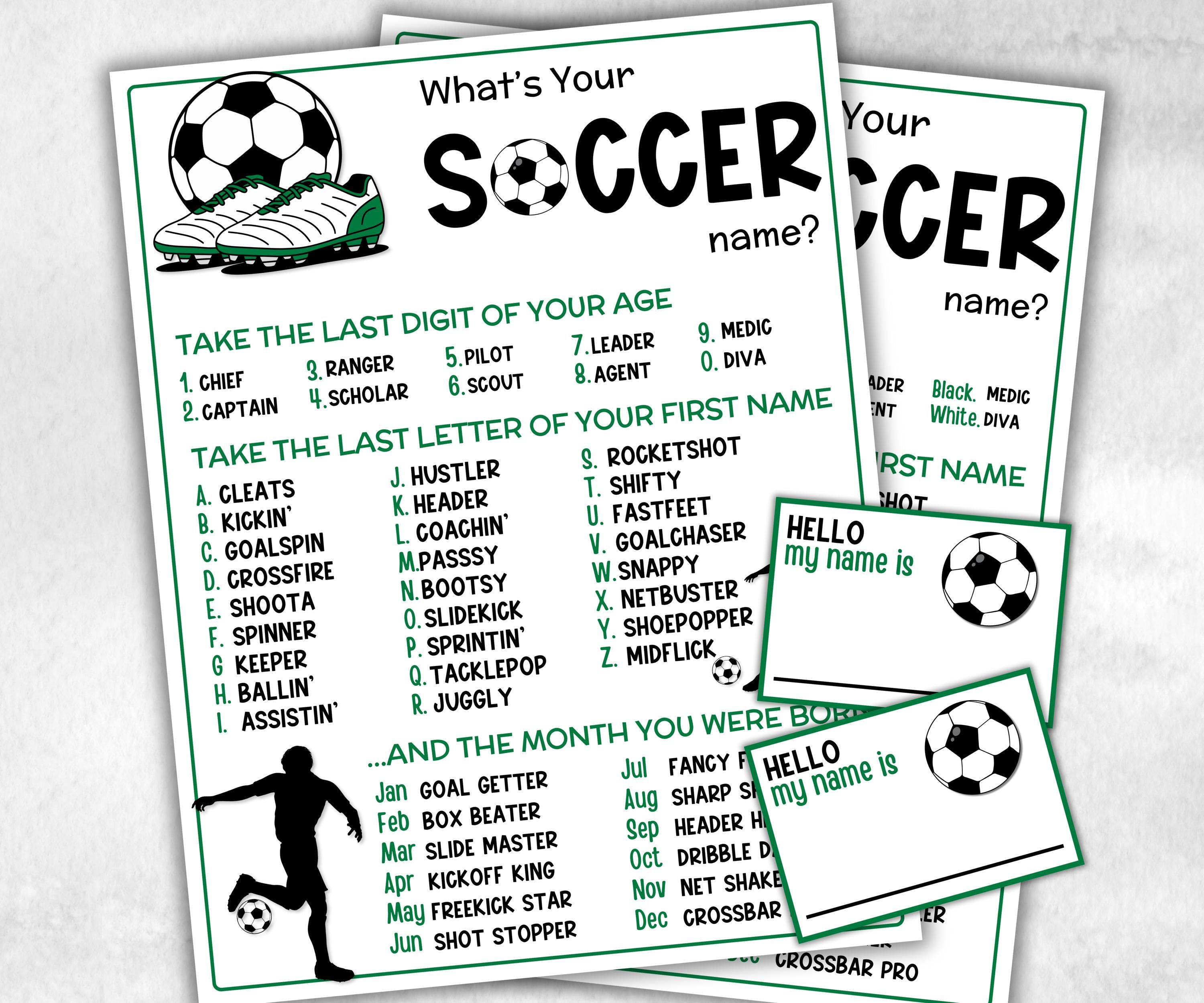 What is your Soccer name printable game, daycare name, Name board sign, party decoration, Name tag, birthday nicknames, soccer name game fun-Holidays -TheHustlingCatLady-Stickers, Labels & Tags