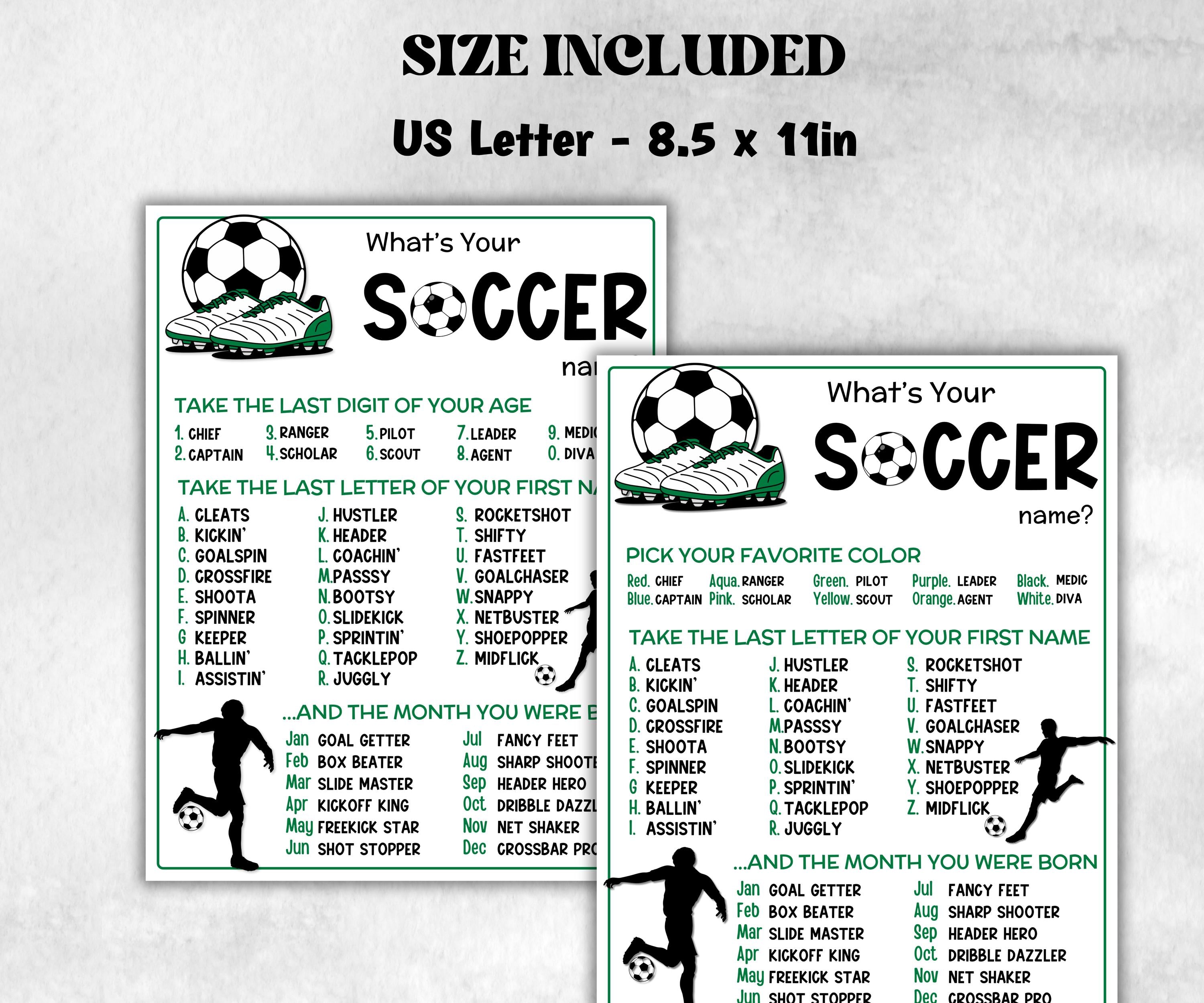 What is your Soccer name printable game, daycare name, Name board sign, party decoration, Name tag, birthday nicknames, soccer name game fun-Holidays -TheHustlingCatLady-Stickers, Labels & Tags