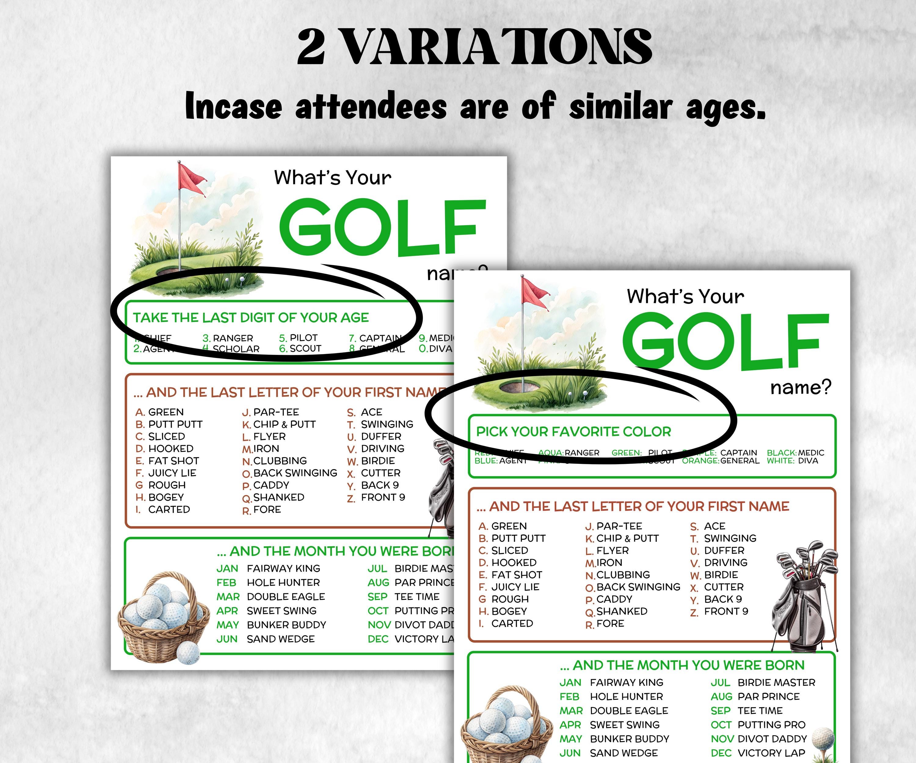 What is your Golf name printable game, office party, daycare name, Name board sign, party decoration, Name tag, birthday nicknames, sports-Holidays -TheHustlingCatLady-Stickers, Labels & Tags