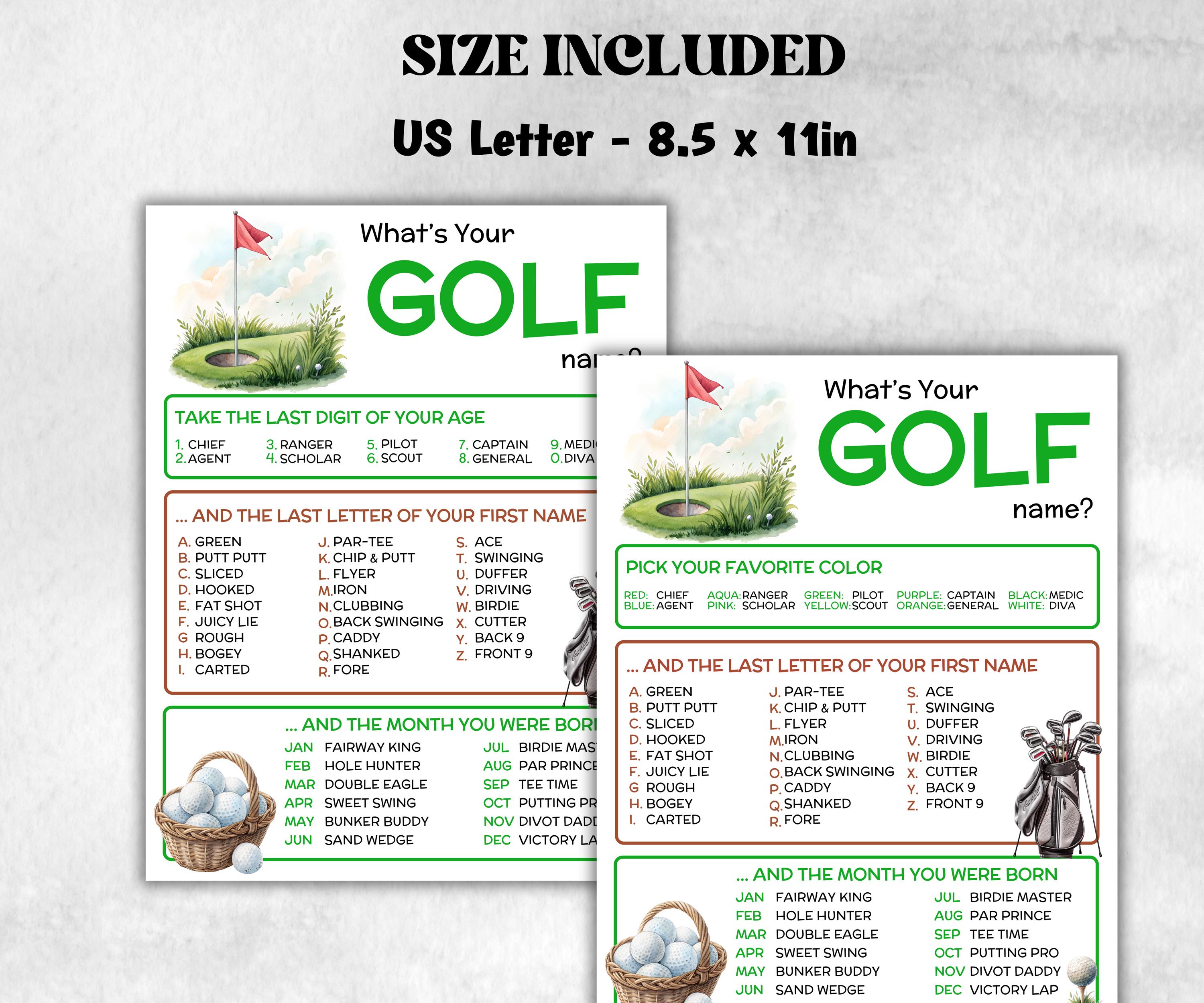 What is your Golf name printable game, office party, daycare name, Name board sign, party decoration, Name tag, birthday nicknames, sports-Holidays -TheHustlingCatLady-Stickers, Labels & Tags