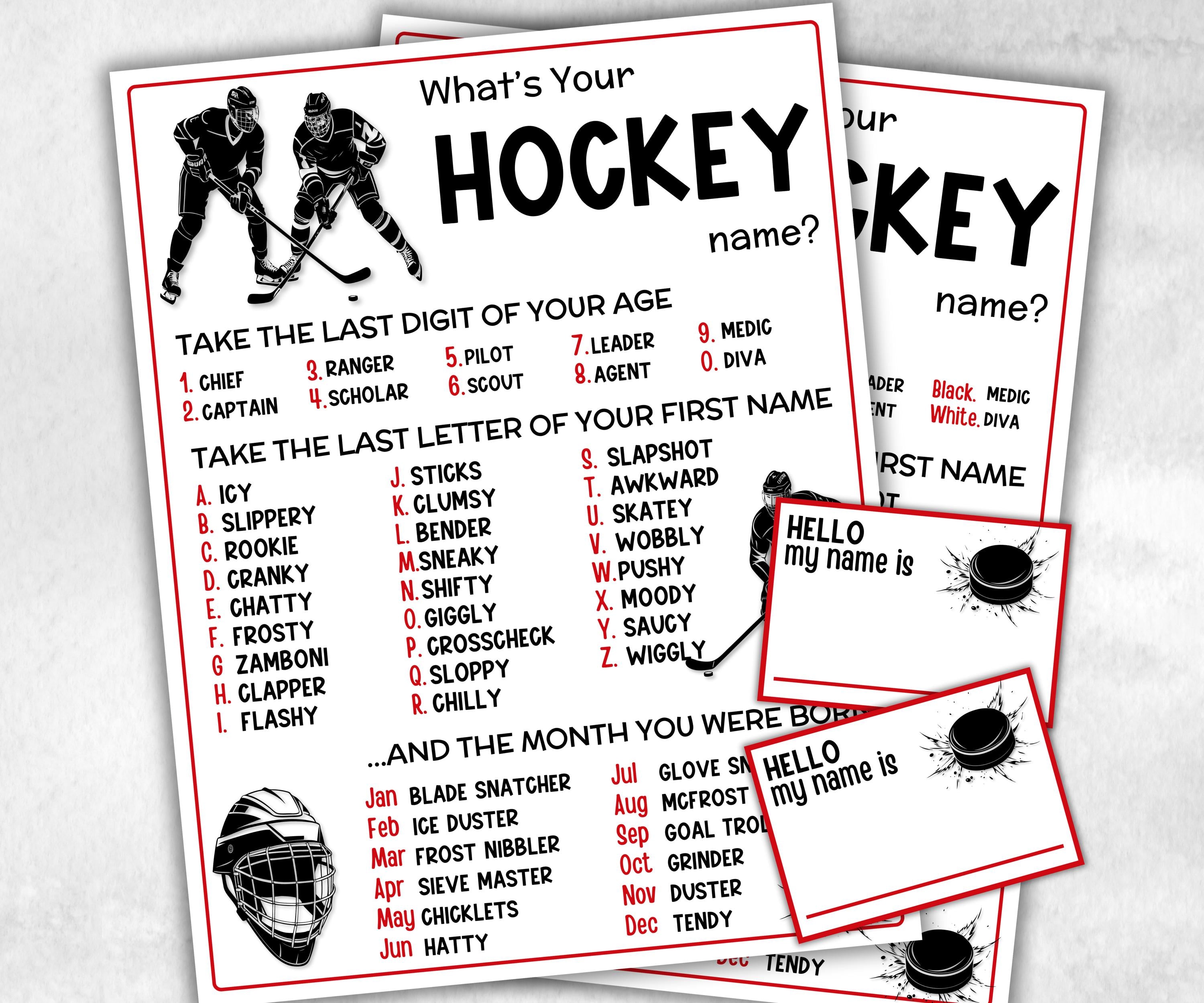 What is your Hockey name printable game, office party, daycare name, Name board sign, party decoration, Name tag, birthday nickname, sport-Holidays -TheHustlingCatLady-Stickers, Labels & Tags