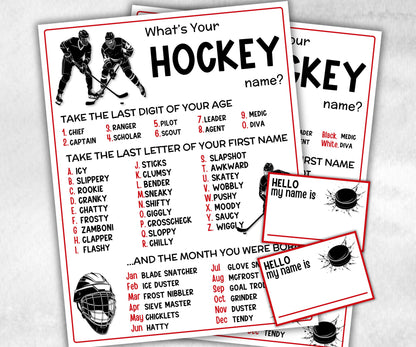 What is your Hockey name printable game, office party, daycare name, Name board sign, party decoration, Name tag, birthday nickname, sport-Holidays -TheHustlingCatLady-Stickers, Labels & Tags