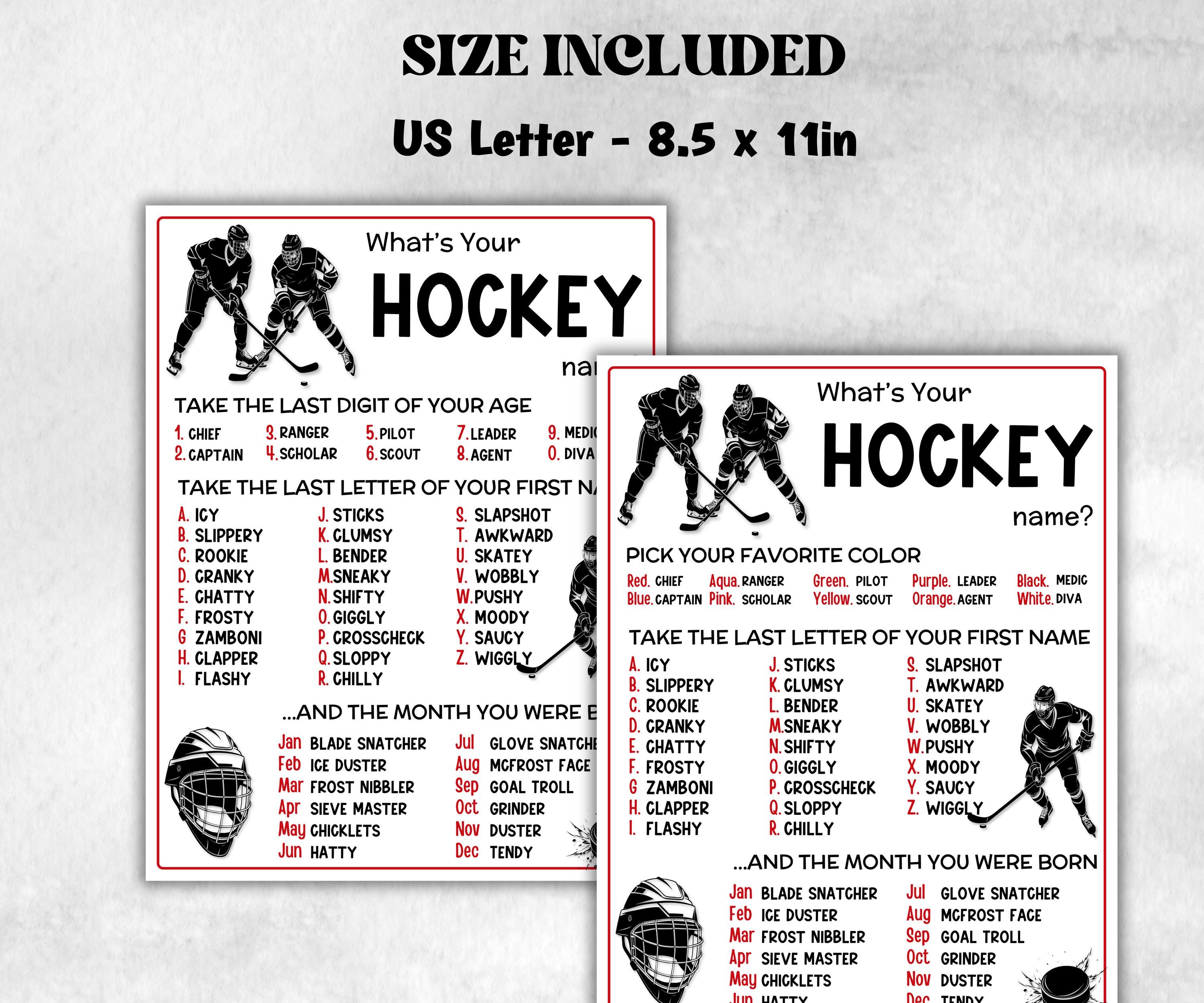 What is your Hockey name printable game, office party, daycare name, Name board sign, party decoration, Name tag, birthday nickname, sport-Holidays -TheHustlingCatLady-Stickers, Labels & Tags