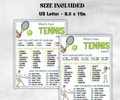 What is your Tennis name printable game, office party, daycare name, Name board sign, party decoration, Name tag, birthday nickname, sport-Holidays -TheHustlingCatLady-Party Games