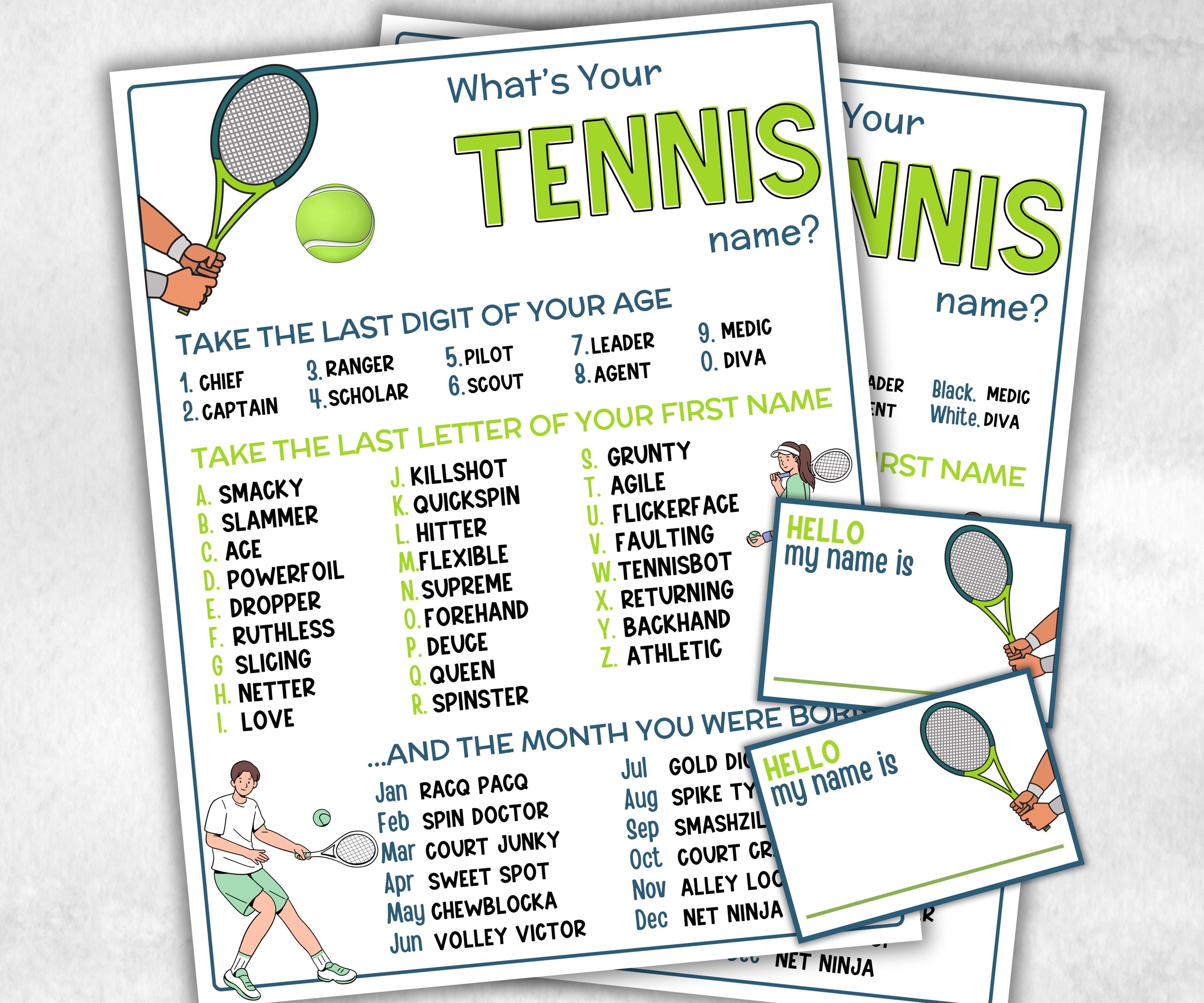 What is your Tennis name printable game, office party, daycare name, Name board sign, party decoration, Name tag, birthday nickname, sport-Holidays -TheHustlingCatLady-Stickers, Labels & Tags