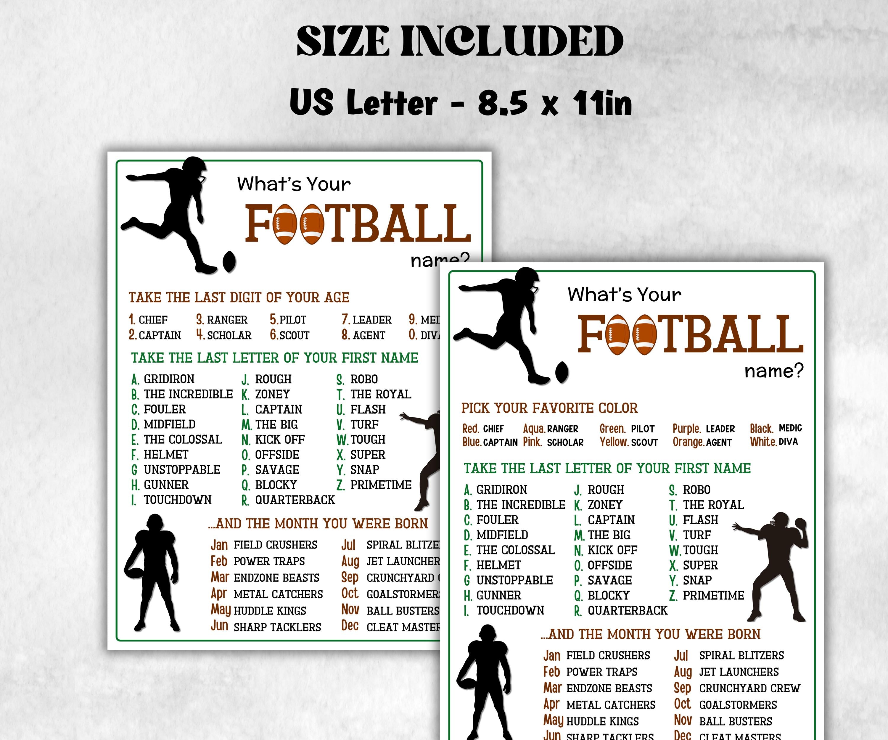 What is your Football name printable game, office party, daycare name, Name board sign, party decoration, Name tag, birthday nickname, sport-Holidays -TheHustlingCatLady-Stickers, Labels & Tags