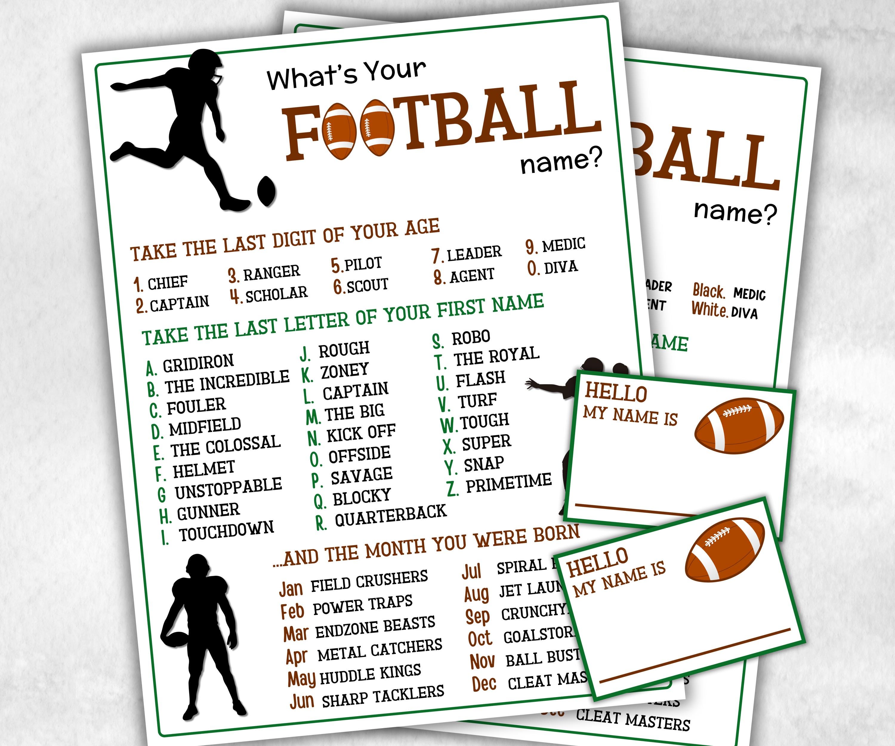 What is your Football name printable game, office party, daycare name, Name board sign, party decoration, Name tag, birthday nickname, sport-Holidays -TheHustlingCatLady-Stickers, Labels & Tags
