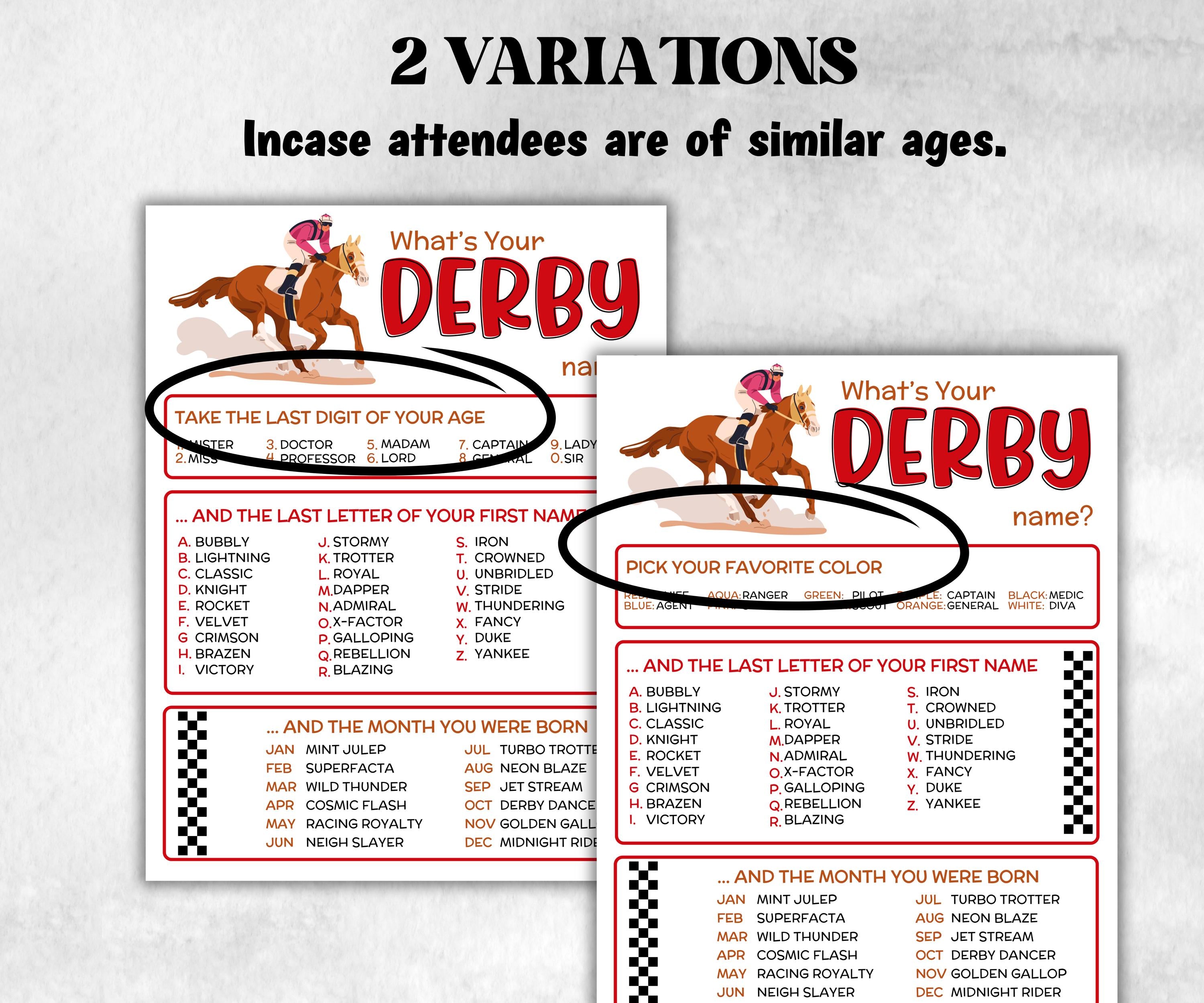 What is your Derby name printable game, office party, daycare name, Name board sign, party decoration, Name tag, birthday nickname, sport-Holidays -TheHustlingCatLady-Stickers, Labels & Tags