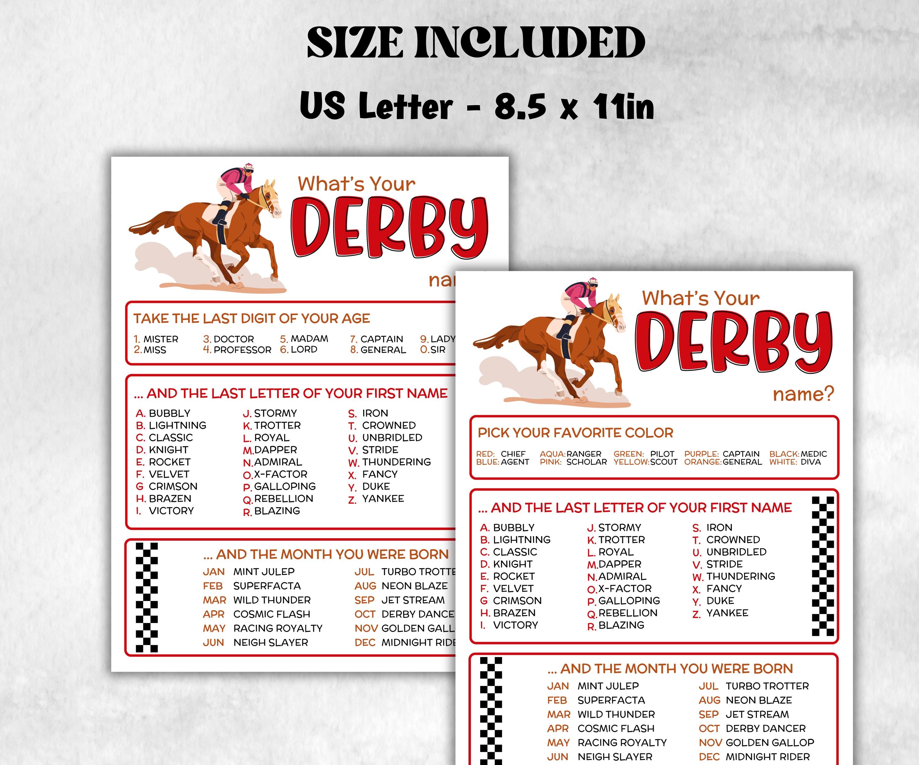 What is your Derby name printable game, office party, daycare name, Name board sign, party decoration, Name tag, birthday nickname, sport-Holidays -TheHustlingCatLady-Stickers, Labels & Tags