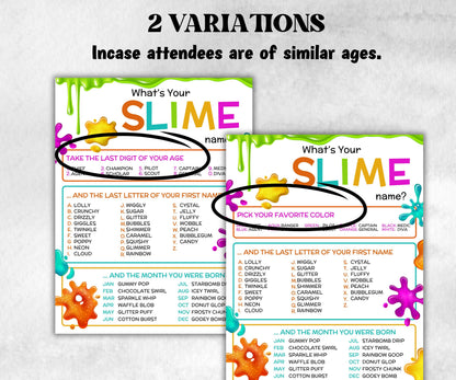 What is your Slime name printable game, office party, daycare name, Name board sign, party decoration, Name tag, birthday nickname, summer-Holidays -TheHustlingCatLady-Party Games