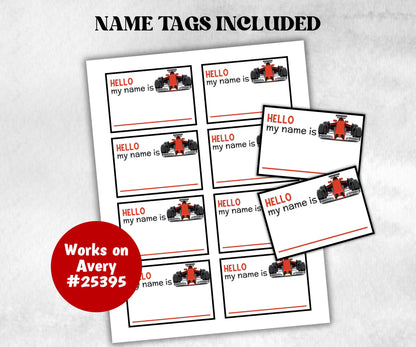 What is your Race car name printable game, office party, daycare, Name board sign, party decoration, Name tag, birthday nickname, summer-Holidays -TheHustlingCatLady-Stickers, Labels & Tags