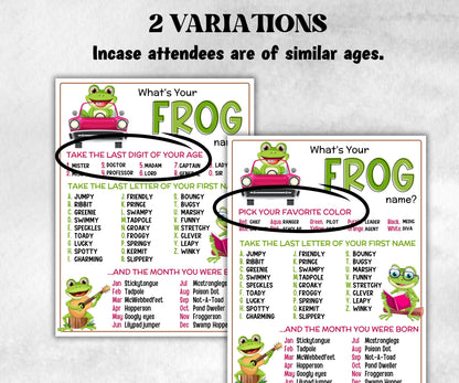 What is your Frog name printable game, office party, daycare, Name board sign, party decoration, Name tag, birthday nickname, summer game-Holidays -TheHustlingCatLady-Stickers, Labels & Tags