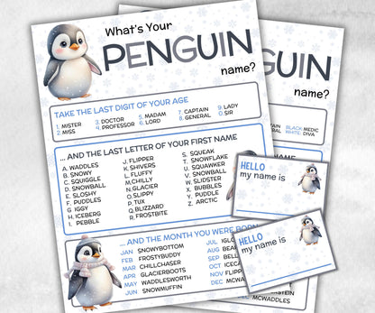 What is your Penuin name printable game, office party, daycare, Name board sign, party decoration, Name tag, birthday nickname, Winter games-Holidays -TheHustlingCatLady-Stickers, Labels & Tags