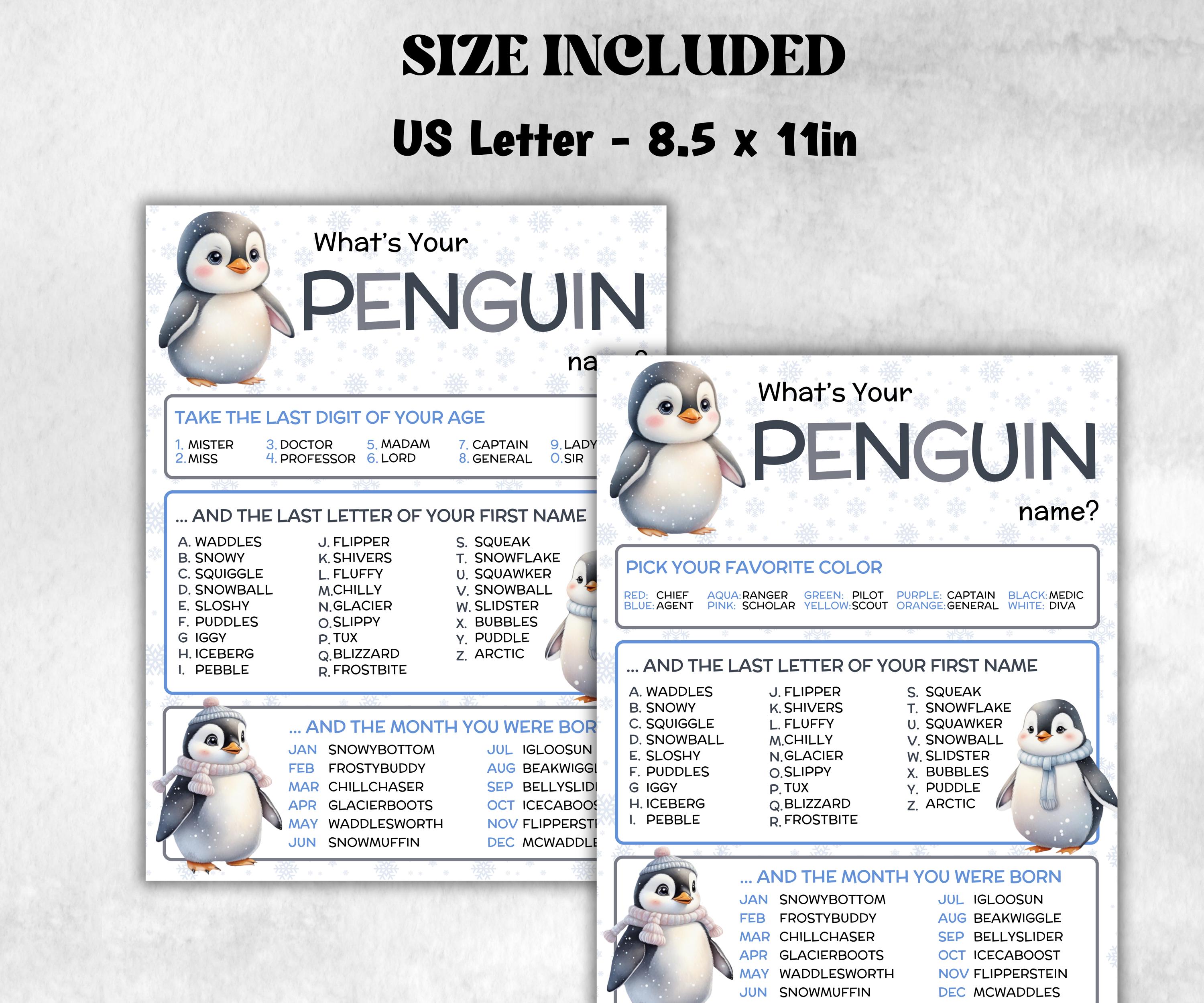 What is your Penuin name printable game, office party, daycare, Name board sign, party decoration, Name tag, birthday nickname, Winter games-Holidays -TheHustlingCatLady-Stickers, Labels & Tags