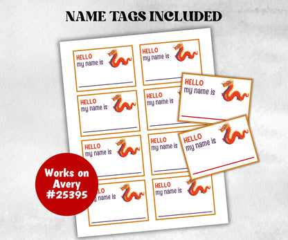 What is your Dragon name printable game, office party, daycare, Name board sign, party decoration, Name tag, birthday nickname, CNY game-Holidays -TheHustlingCatLady-Stickers, Labels & Tags