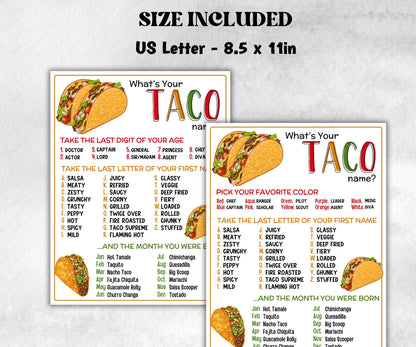 What is your Tacos name printable game, office party, daycare, Name board sign, party decoration, Name tag, birthday nickname, fiesta fun-Holidays -TheHustlingCatLady-Stickers, Labels & Tags