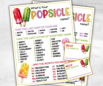 What is your Popsicle name printable game, office party, daycare, Name board sign, party decoration, Name tag, birthday nickname, summer fun-Holidays -TheHustlingCatLady-Stickers, Labels & Tags