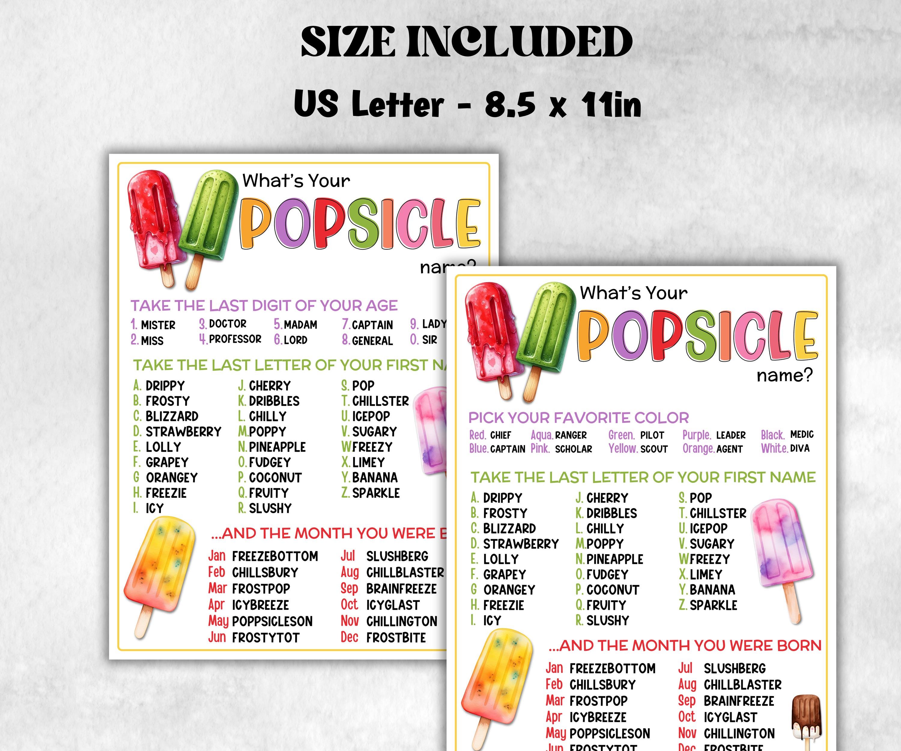 What is your Popsicle name printable game, office party, daycare, Name board sign, party decoration, Name tag, birthday nickname, summer fun-Holidays -TheHustlingCatLady-Stickers, Labels & Tags