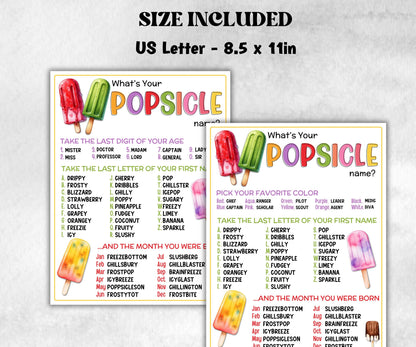 What is your Popsicle name printable game, office party, daycare, Name board sign, party decoration, Name tag, birthday nickname, summer fun-Holidays -TheHustlingCatLady-Stickers, Labels & Tags